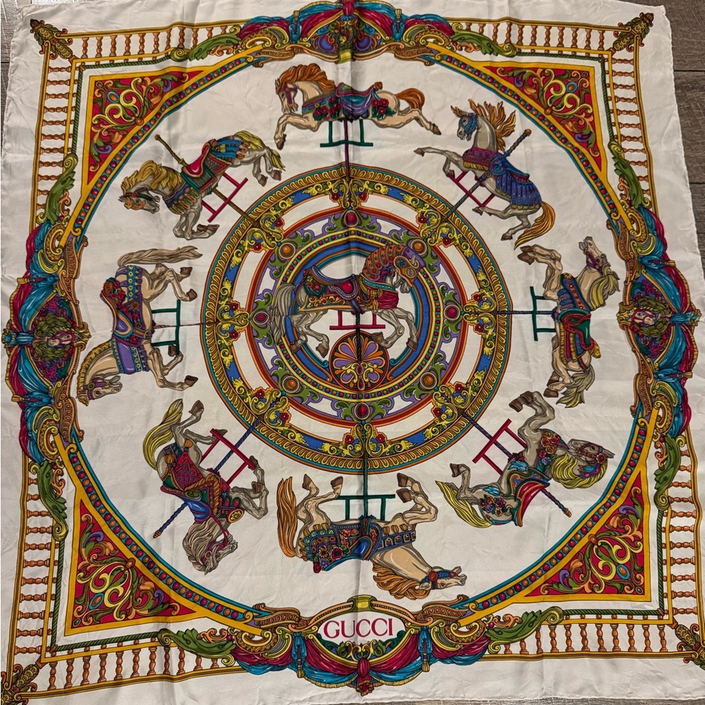 Gucci Carousel Equestrian Silk Scarf